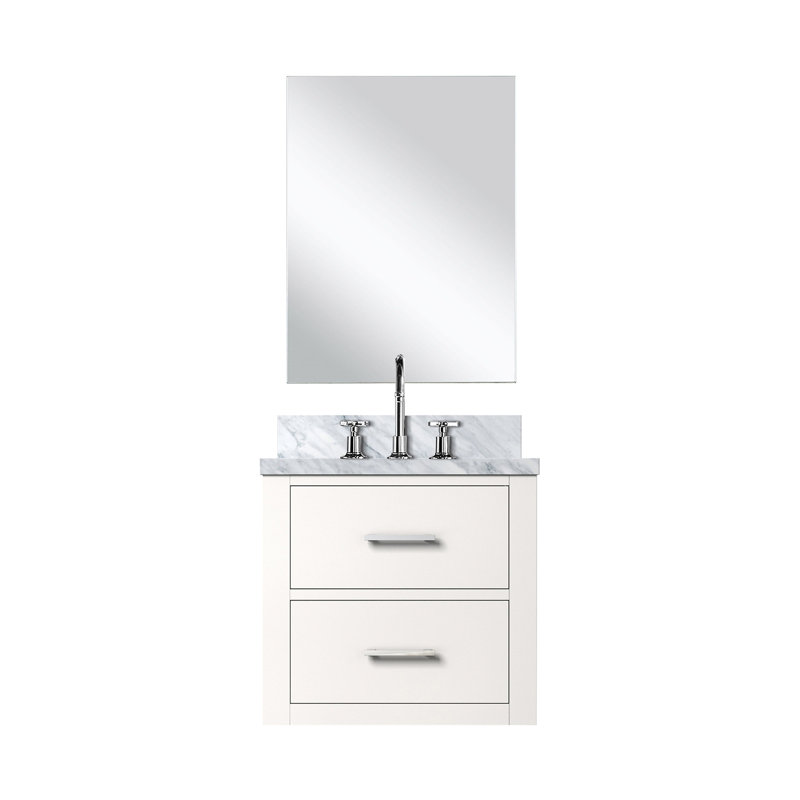 Ensemble de meuble-lavabo simple blanc l 20 po x P 18 po, comptoir en acrylique, miroir 18 po et robinet, White/Silver