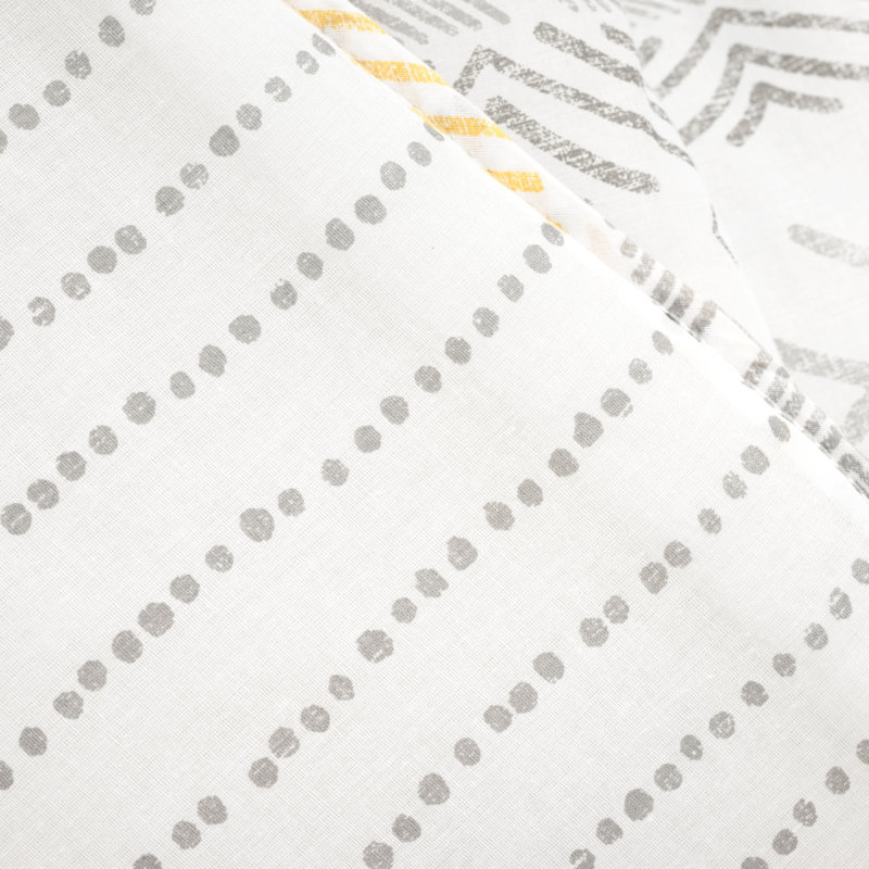 Jeté en coton Hygge Geo, Jaune/gris