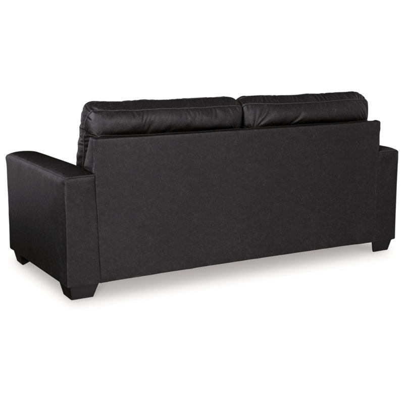 85" Black Tufted Faux Leather Sofa with Removable Cushions