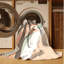 Tapis beige éclectique Ortencia Amaryllis lavable à la machine - Reliure beige-1614331847