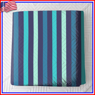 Blue Vertical Stripes Quilted Bedspread All Sizes