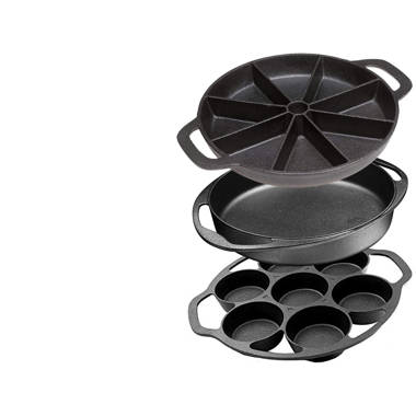8-impressions Cast Iron Wedge Pan  Lodge Dual Makes Pieces Black
