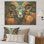 Portrait de chèvre bleu et orange moderne - animal de chèvre sur bois