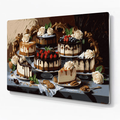 Art mural en métal noir Desserts Cheesecake