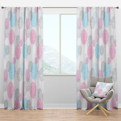 Panneau de rideau simple semi-diaphane avec passe-tringle Mid-Century Circular III