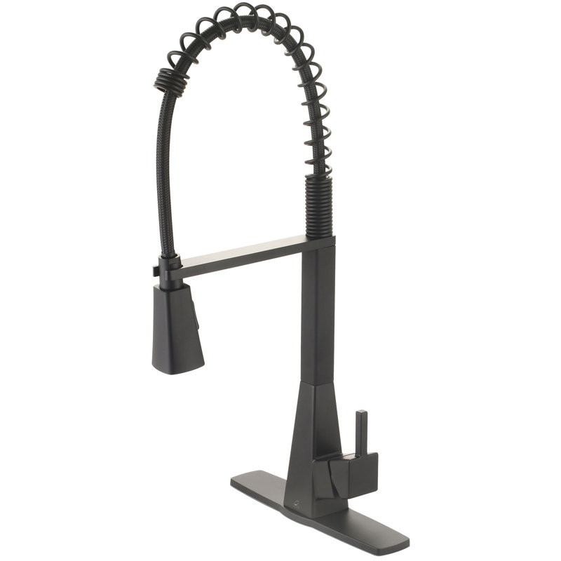 Olympia Faucets Pull Down Kitchen Faucet, Matte Black