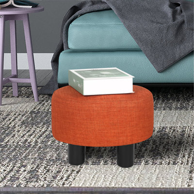 12.4" Round Upholstered Accent Ottoman Footstool