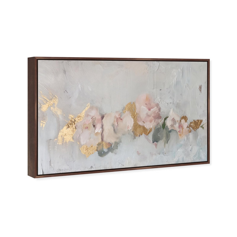 Oliver Gal Velvet Alloy Floral Abstract - Liquid Framed Canvas Art, 37" H x 55" W, Cream