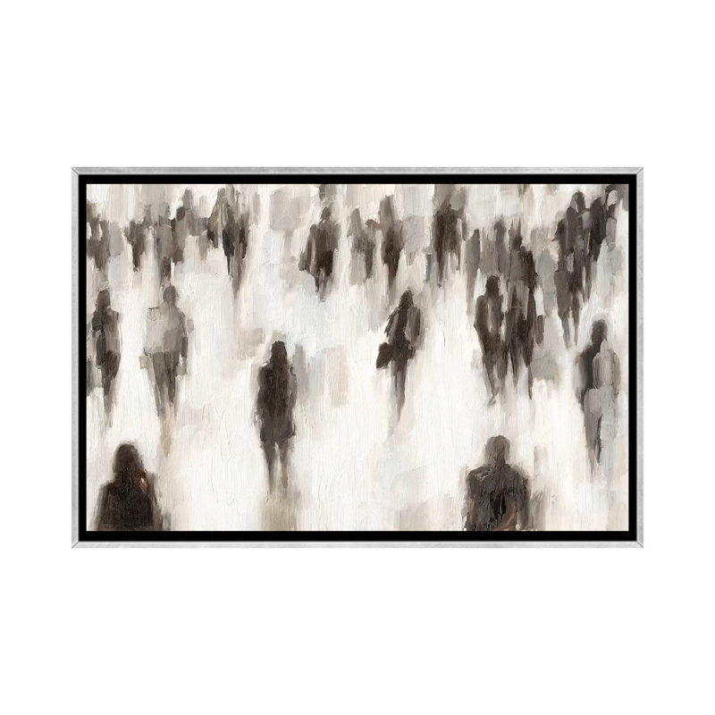 Reproduction d’art, "commuters II" par Ethan Harper, H 18 po x l 26 po x P 1,5 po, Toile avec cadre argenté, Pas de tapis