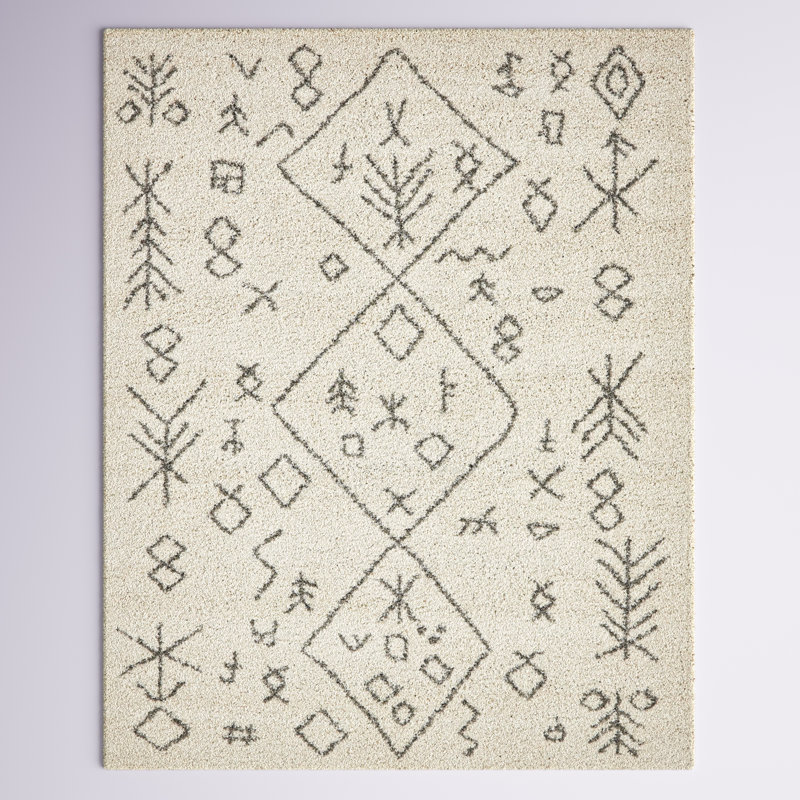 Tapis Jonnye Southwestern, Crème, crème, Rectangle 7 pi 10 po x 10 pi