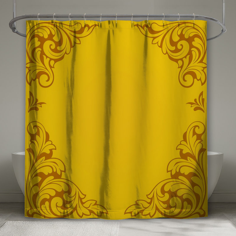 Rideaux de douche à motif de coin jaune très long, 70in W x 84in H