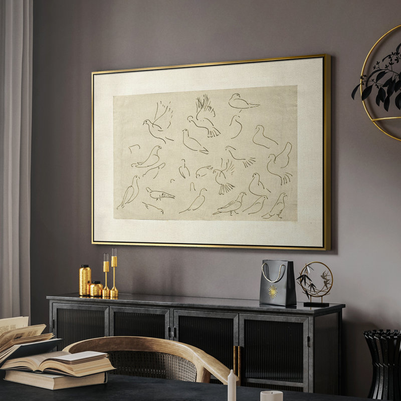 Toile tendue avec châssis rétro LIX, 27" H x 41" W x 2" D, Toile avec cadre flottant or