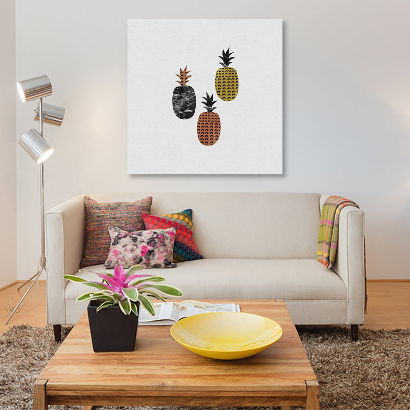 «Scandi Pineapples», impression sur toile, H 48 po x l 48 po x P 1,5 po, Toile tendue, Pas de tapis