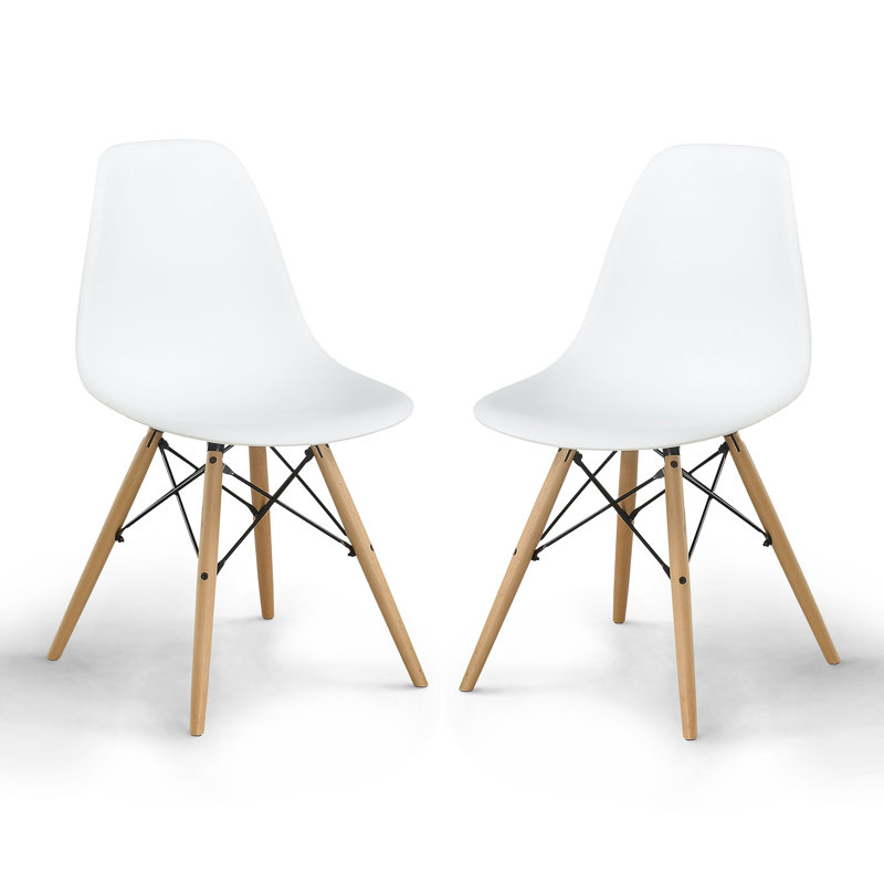 Averna Modern Side Chair with Wood Legs, White