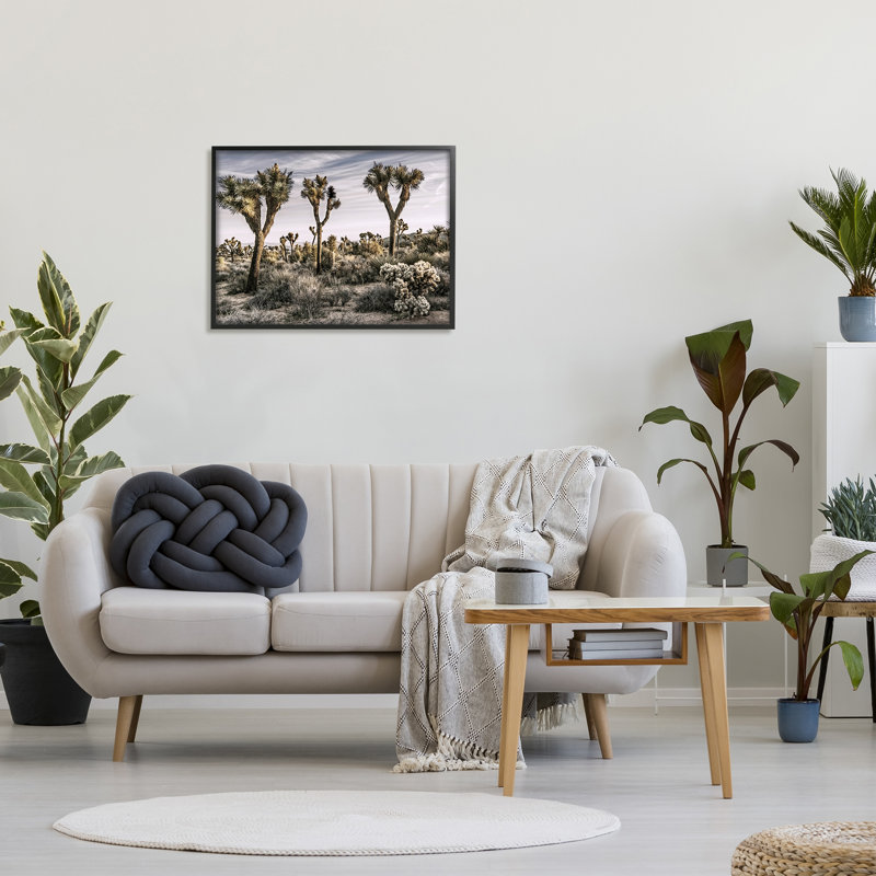 Désert cactus par Rachel Perry, H 24 po x l 30 po x P 1,5 po, Giclée encadrée noir minuit