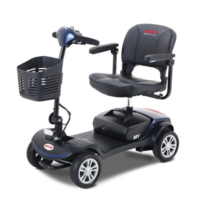 Scooter de mobilité compacte à quatre roues avec moteur de 300 W pour adulte - 300 lb, bleu
