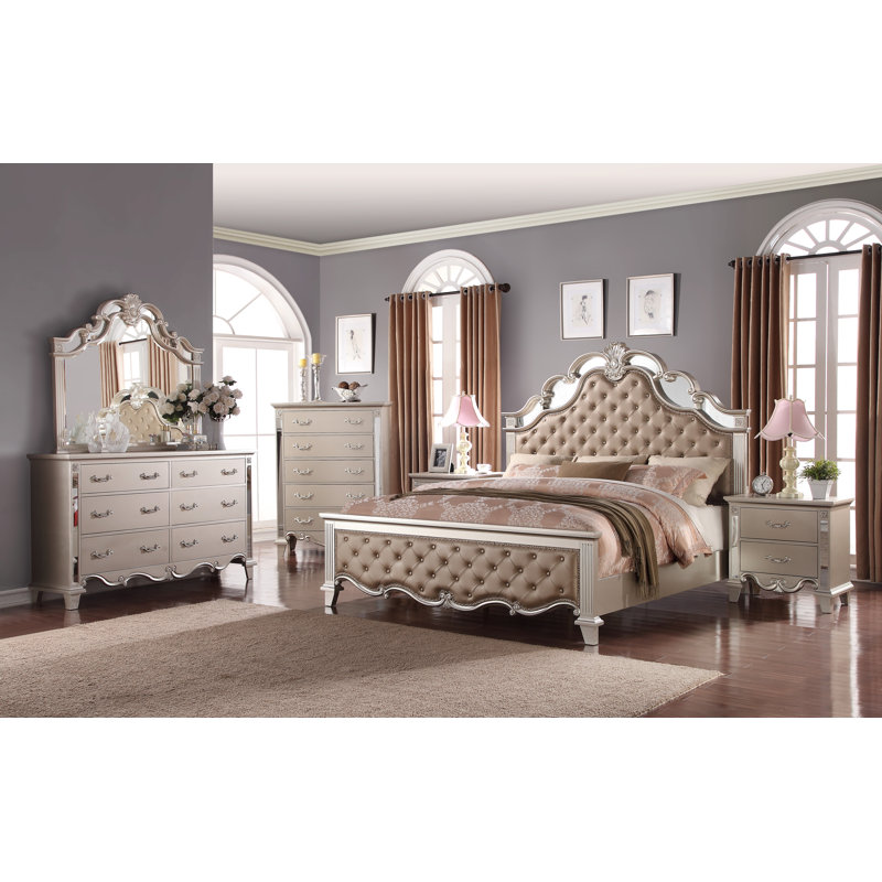 Ensemble de chambre à coucher Lashounda Champagne, Roi