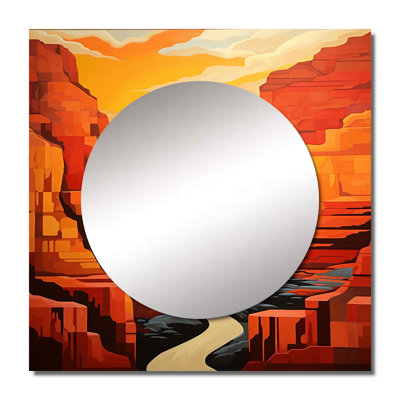 Canyon Desert Sunset Bold Landscape I - Canyon Large Square Mirror Wall Decor For Bedroom
