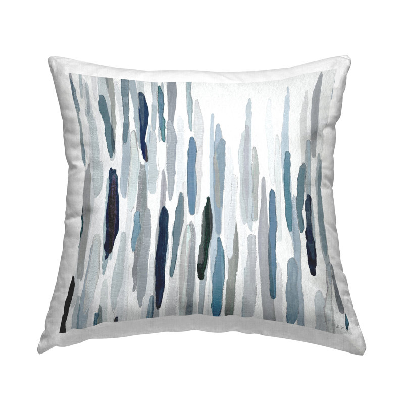 Blue and Gray Abstract Brushstroke Square Throw Pillow Set