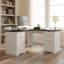 Bureau en L 59 po cannelé avec station de charge et armoire de rangement 59 po Modern