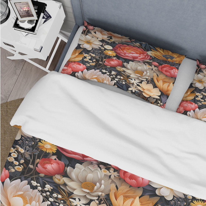 Ensemble de housse de couette Mystical Floral, Housse de couette pour grand lit et 2 taies décor