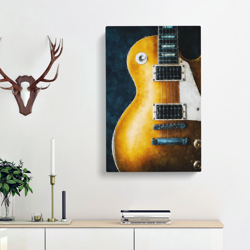 Aged Electric Guitar - Wrapped Canvas Painting, 50cm H x 35cm W x 3cm D