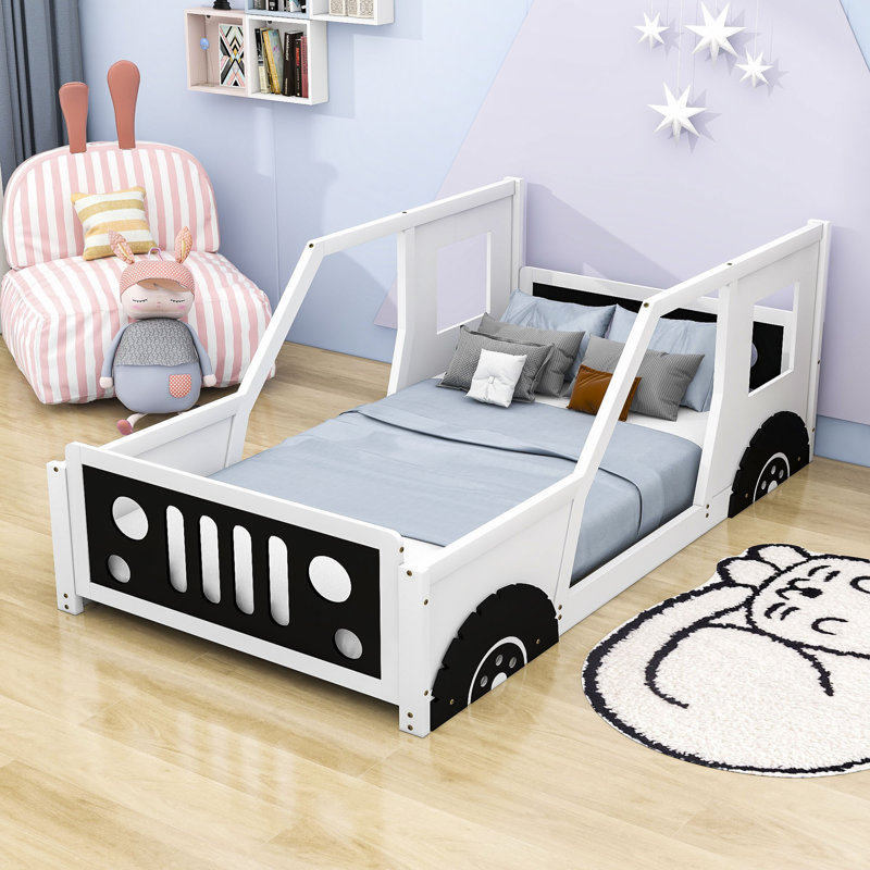 Lit plateforme simple avec roulettes, Blanc