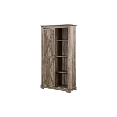 Armoire rustique pour garde-manger - grande porte de grange de couleur grise 39,19 po x 15,78 po x 74,4 po, spacieuse et polyvalente avec tablettes amovibles