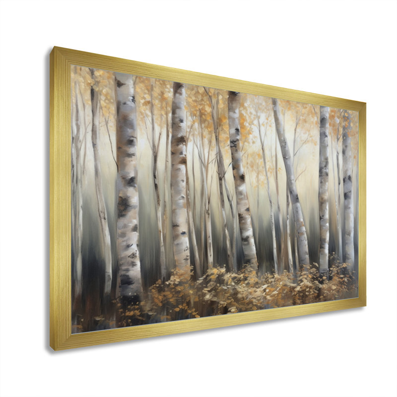 «Quinnwood Birch Tree Forest Wonderland III», reproduction sur toile, Cadre doré simple, H 12 po x l 20 po x P 1 po