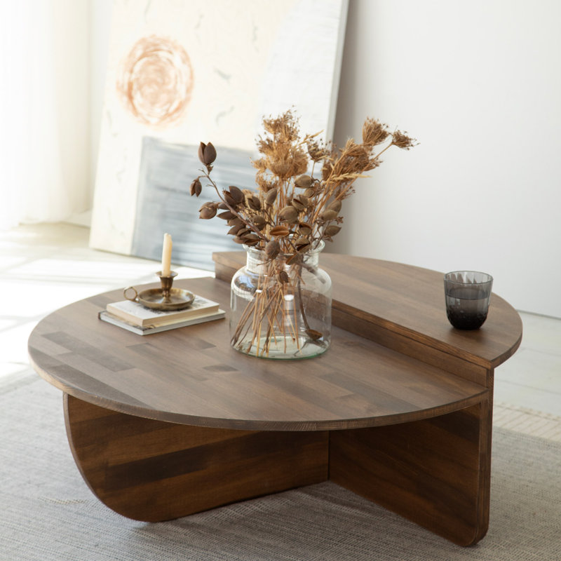 Ensemble de tables basses Elegant (2 pièces), bois de pin massif, finition noyer | Grande table: 35,4 x 11,8 x 23,6 pouces, petite table: 33,5 x 11,8 x 13,8 pouces | 100% pin massif, design moderne pour le salon et décoration élégante