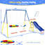 Ensembles de balançoire, ensemble de jeu en métal robuste avec glissade pour enfants, ensemble de terrain de jeu extérieur 3 en 1, comprend des sièges de balançoire à ceinture, installation facile et rapide