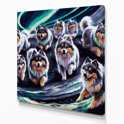 «Dogs Keeshond», art mural sur toile gris