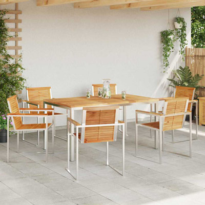 7 Piece Garden Dining Set Solid Wood Teak