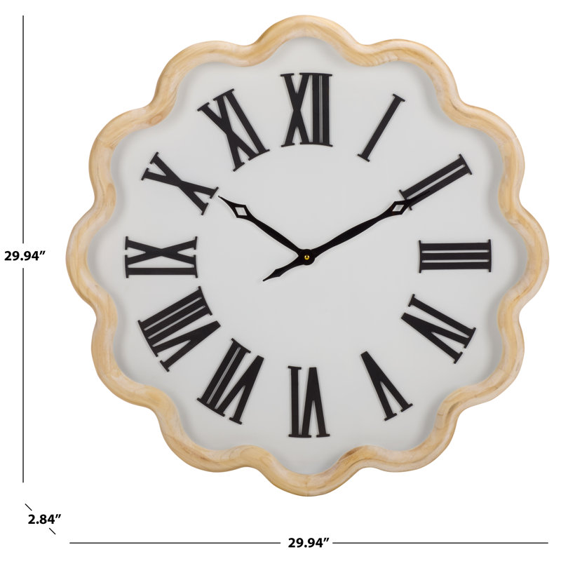 Madesh Wood and Glass Scalloped Clock