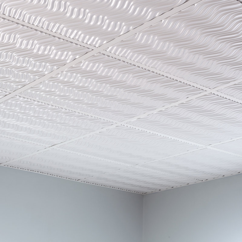 Panneau de plafond décoratif en vinyle 2 pi x 2 pi FASÄDE, Blanc lustré