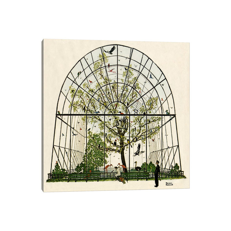The Aviary by Norman Rockwell - 1 Piece Wrapped Canvas Wall Art, 45.72 cm H x 45.72 cm W x 3.175 cm D