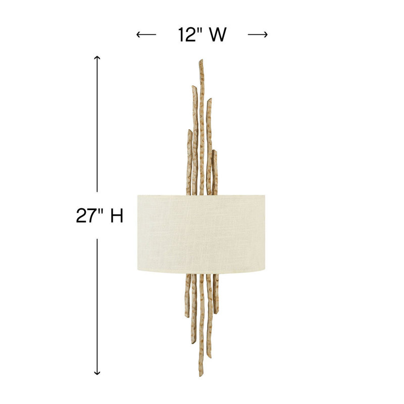 Fredrick Ramond Spyre Two-Light Wall Sconce w/ Hand Hammered Details, Champagne Gold