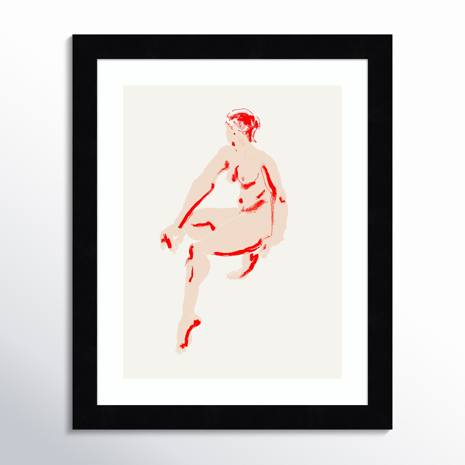 Naked Woman by Francesco Gulina Wood Framed Wall Art Print, Black, 13" H x 11" W