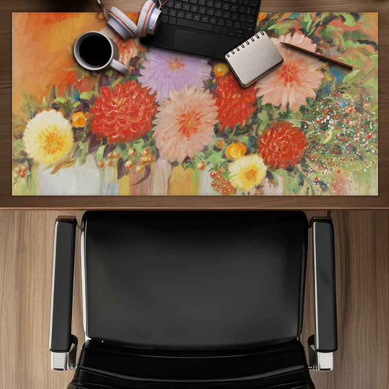 Colorful abstract flowers - 15.75"x31.50" Desk mat