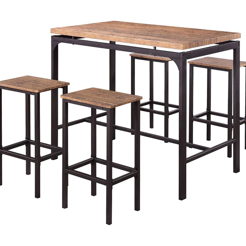 Bar moderne à 5 branches châtaignier patiné et bronze foncé