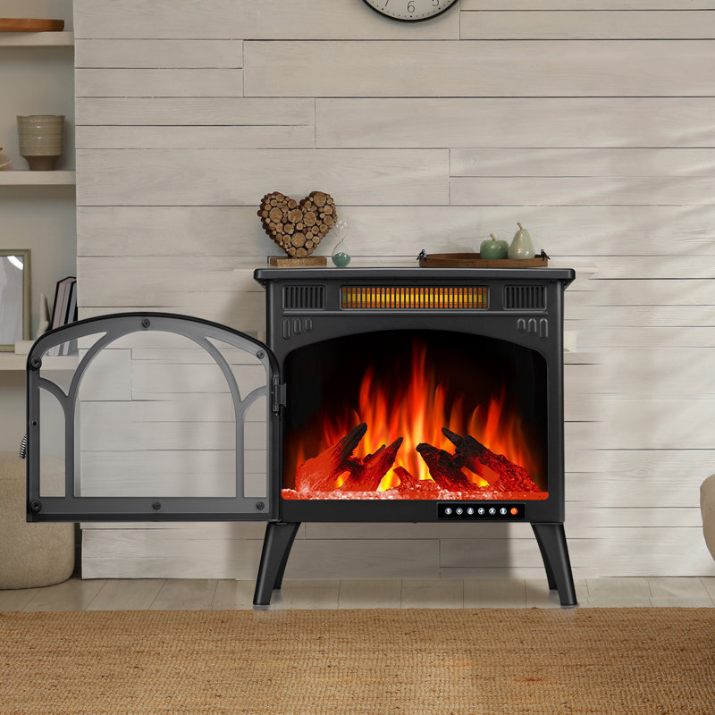 HAVATO 24.3'' W Portable Electric Fireplace Stove Adjustable Thermostat with Remote Control