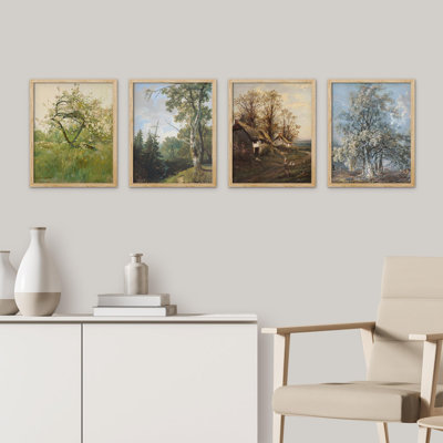 «Vintage Orchard And Countryside Scenes», impression sur papier 4 pièces