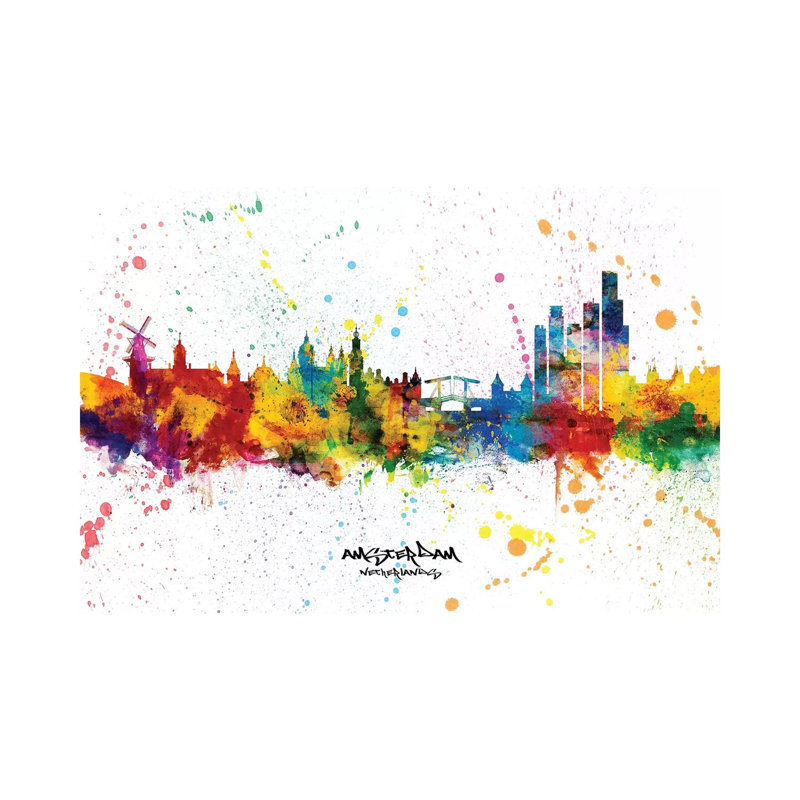 Amsterdam Netherlands Skyline Splash by Michael Tompsett - Wrapped Canvas Print, 66.04 cm H x 45.72 cm W x 3.175 cm D