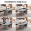 Table basse ovale extensible cannelée de 45 po avec rangement caché, centre de table Mid-Century moderne en bois avec porte coulissante pour le salon, appartement-909301573