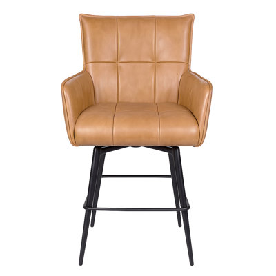 Gabriel Genuine Leather Counter Swivel Chair In Caramel