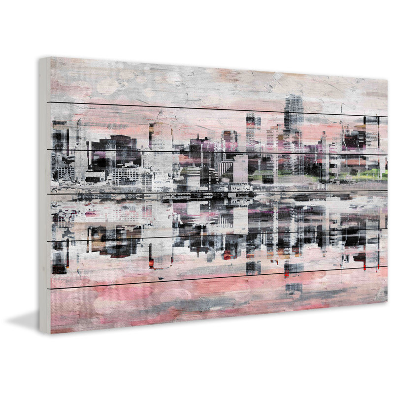 "des de la e" par parvez taj,-impression sur bois, H 30 po x l 45 po x P 1,5 po