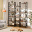 Rustic Brown Industrial Wide Shelving Unit, Wood & Metal Storage Organizer Bookcase with Open Display Shelves for Living Room Home Office-28554114