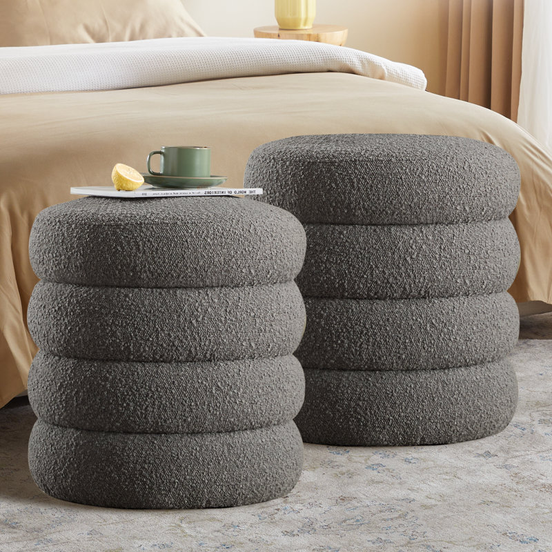 Repose-pieds rond avec repose-pieds Boucle, Gris