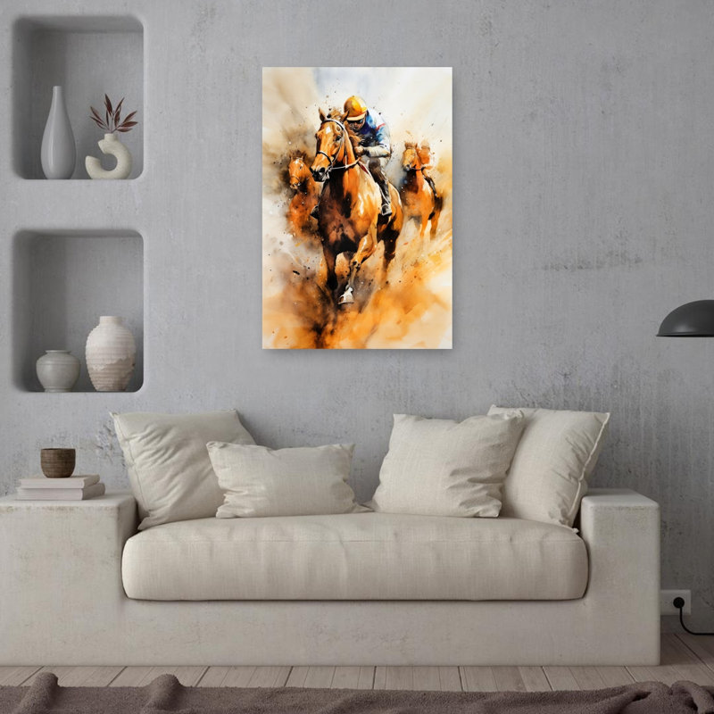 «Dynamic Horse Race», reproduction d'art murale cheval contemporain, 36" H x 24" W