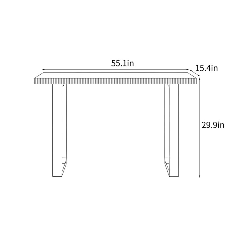 Console simple de style italien, Noir, H 29,9 po x l 55,1 po x P 15,4 po